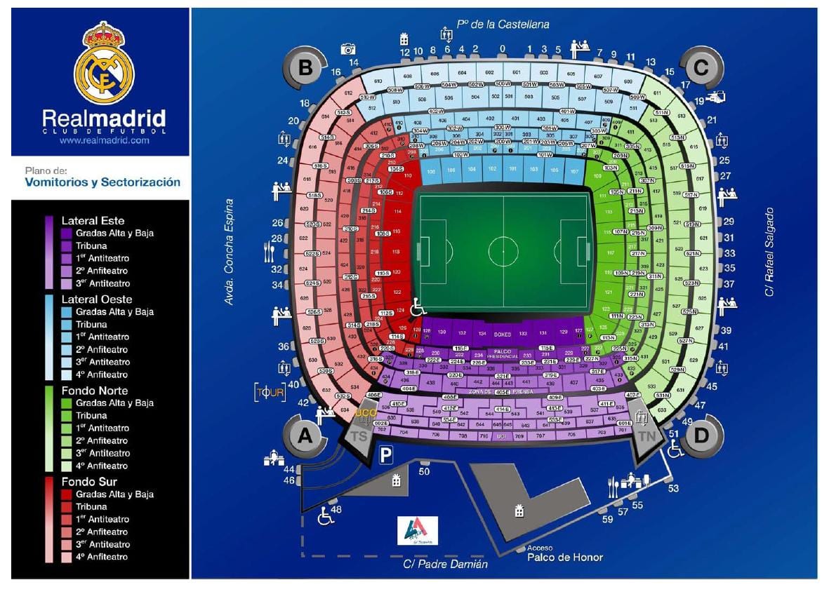santiago bernabeu stadium mapě