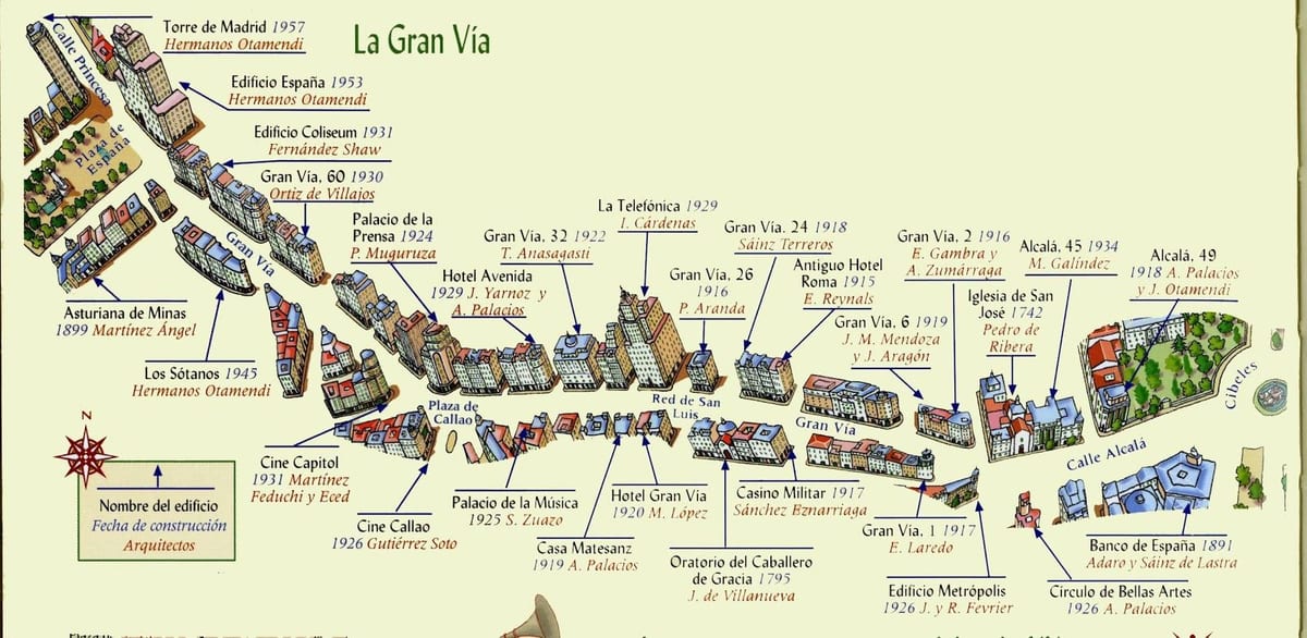 mapa gran via Madrid