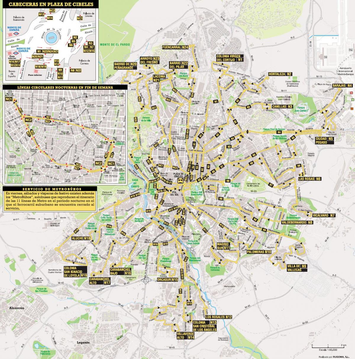 autobusové linky Madrid ukázat mapu