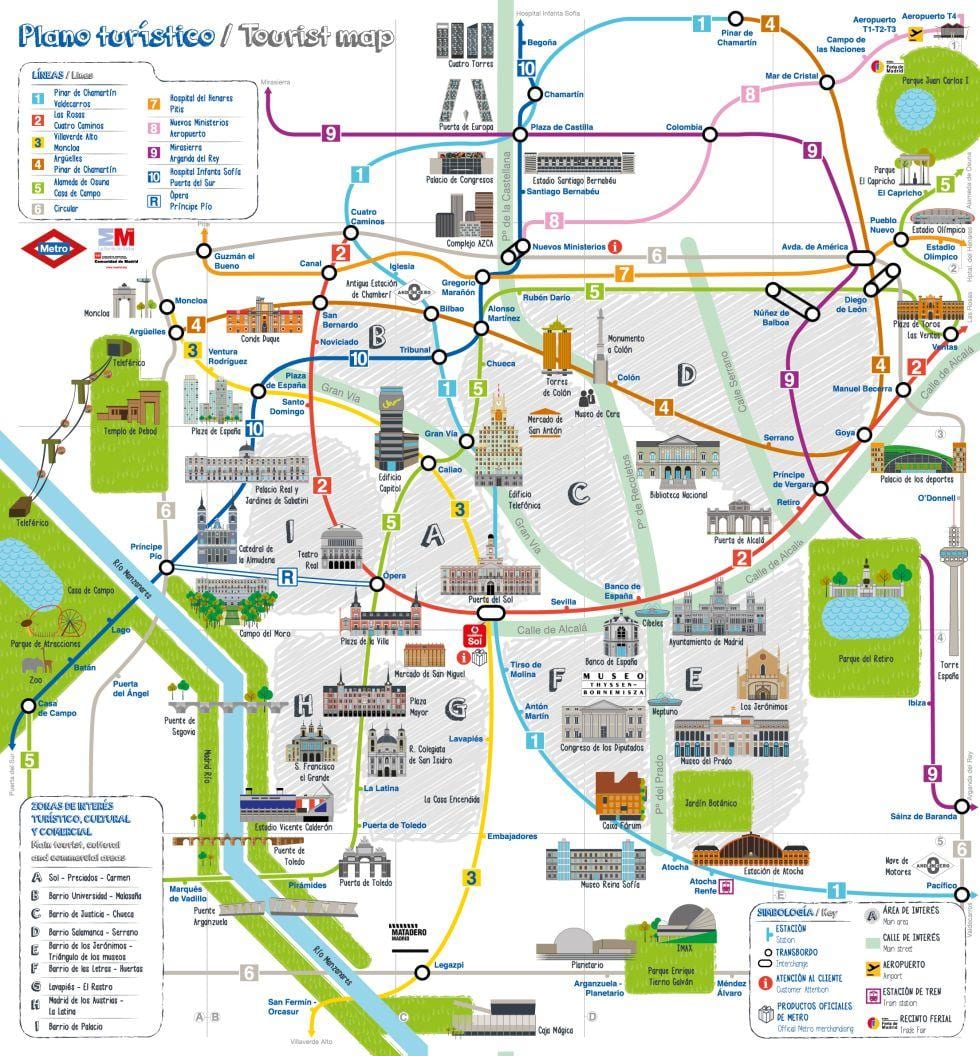 Madrid zajímavosti mapě
