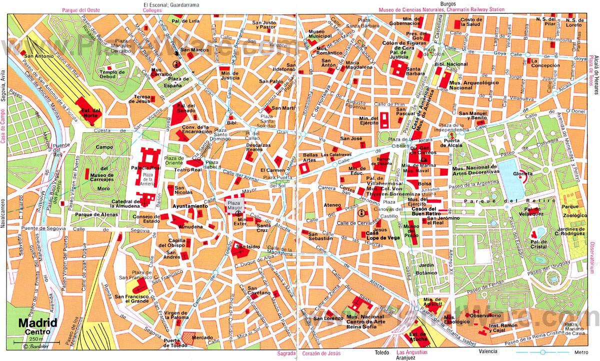Madrid Španělsko city center mapě