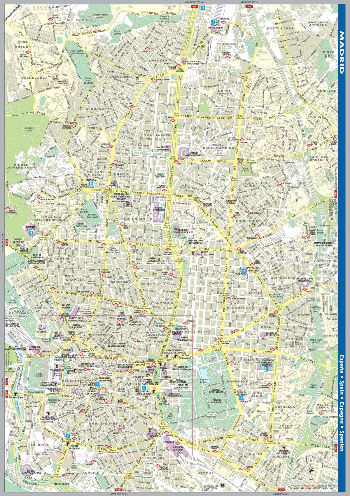 ulice mapa Madrid city centre