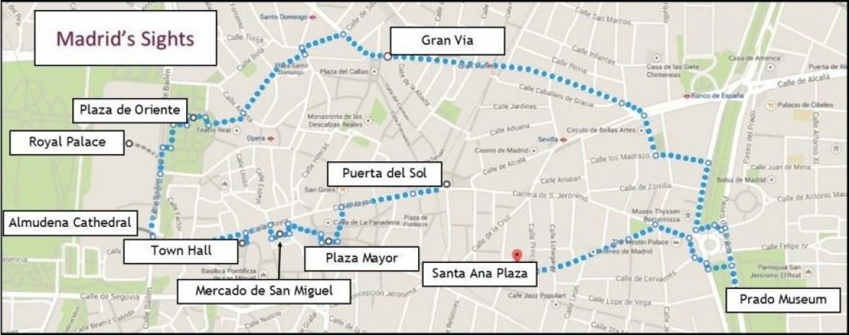 Madrid chůze mapě