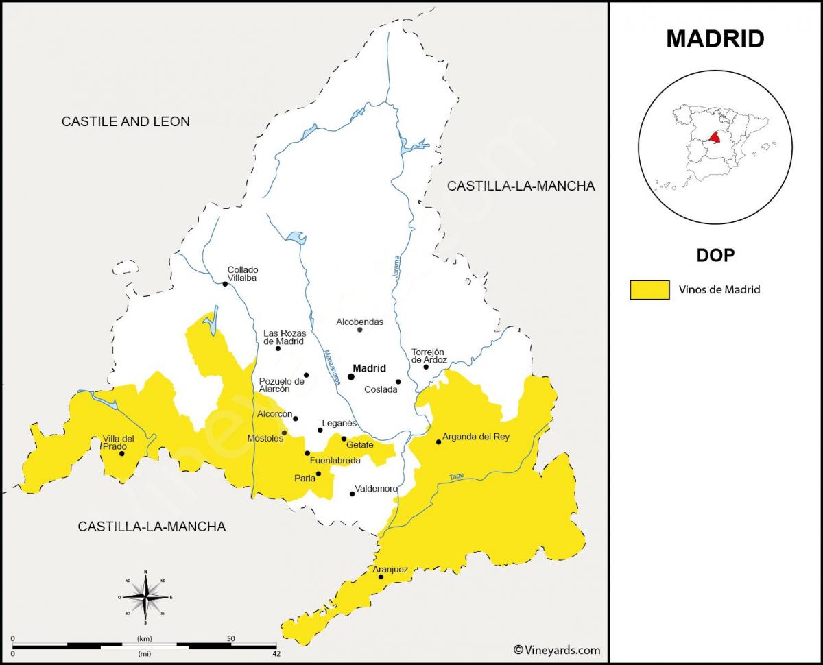 mapa regionu Madrid