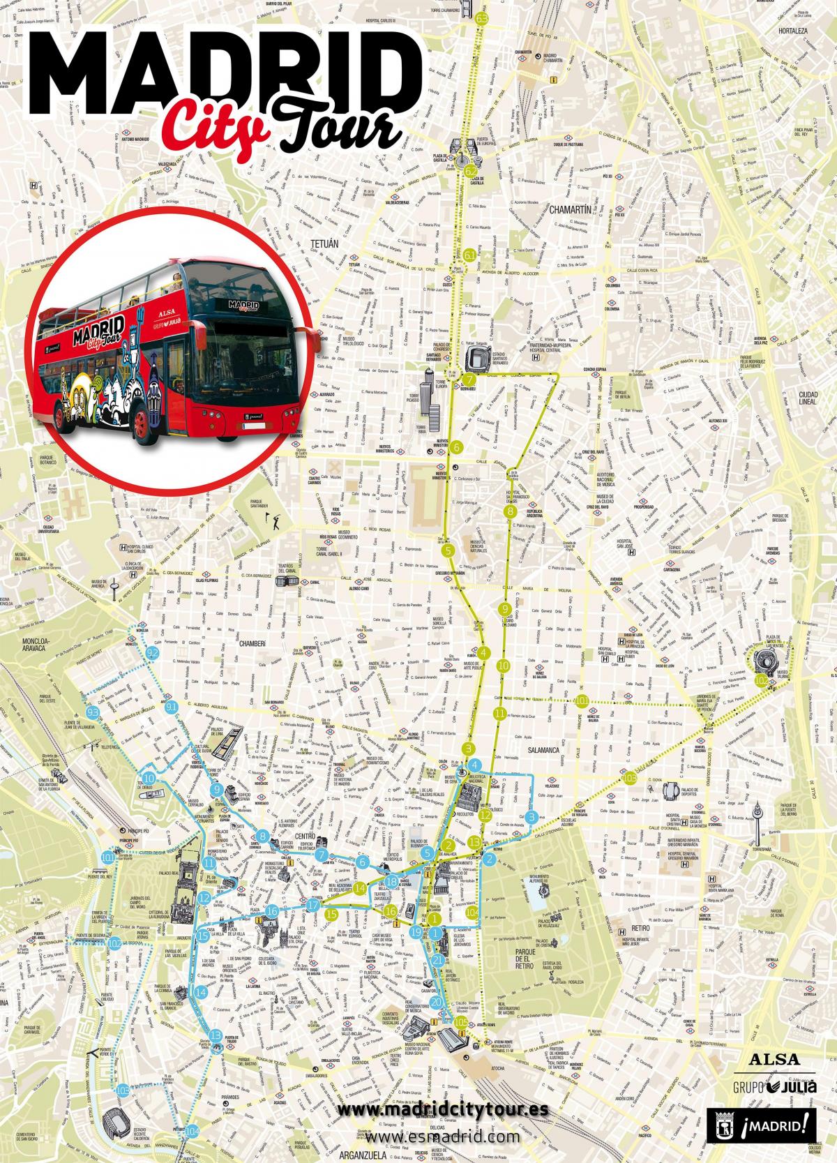 Madrid vyhlídkového autobusu mapě