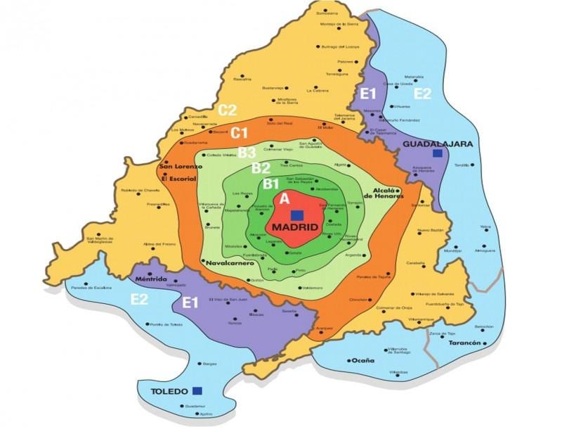 Madrid zóna t mapa