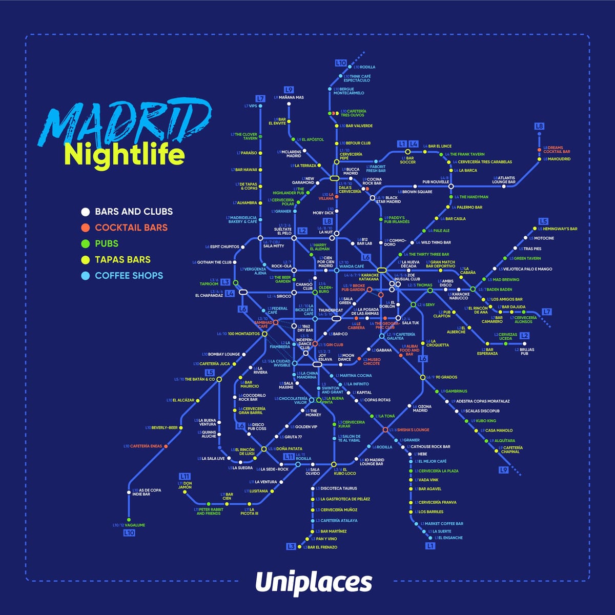mapa noční Madrid