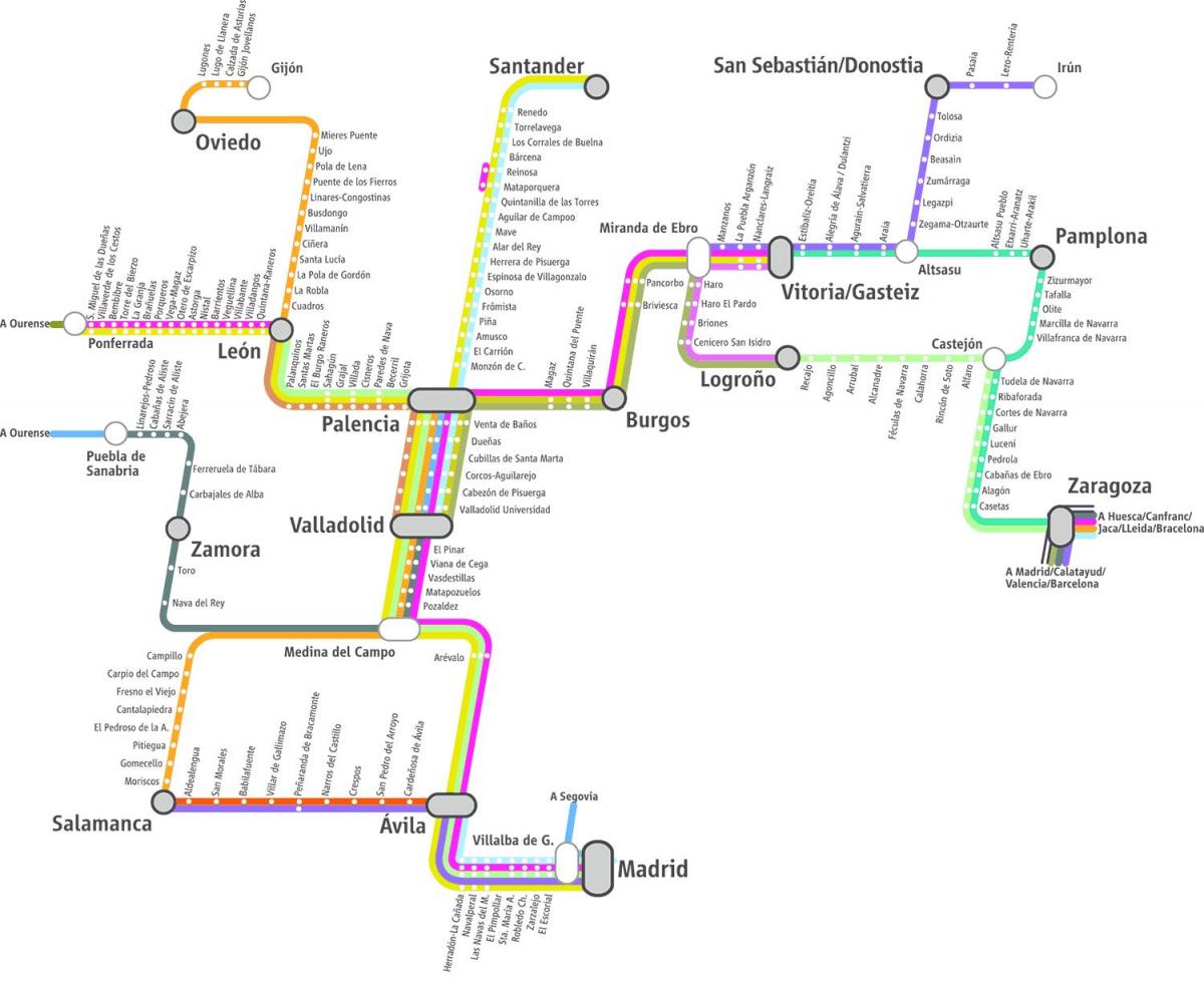 mapa renfe vlak mapa Madrid
