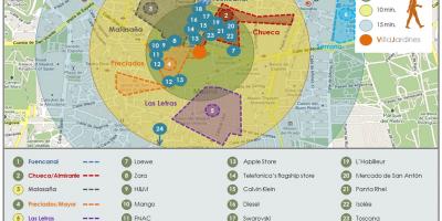Mapa Madrid nakupování